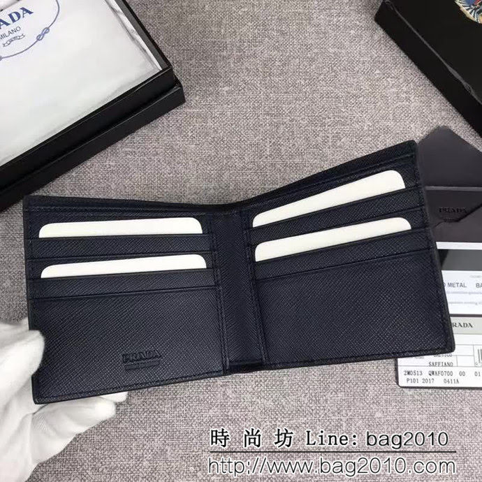 PRADA普拉達 官網同步 專櫃最新款 十字紋牛皮 男士短款錢夾 2M0513 DD1886
